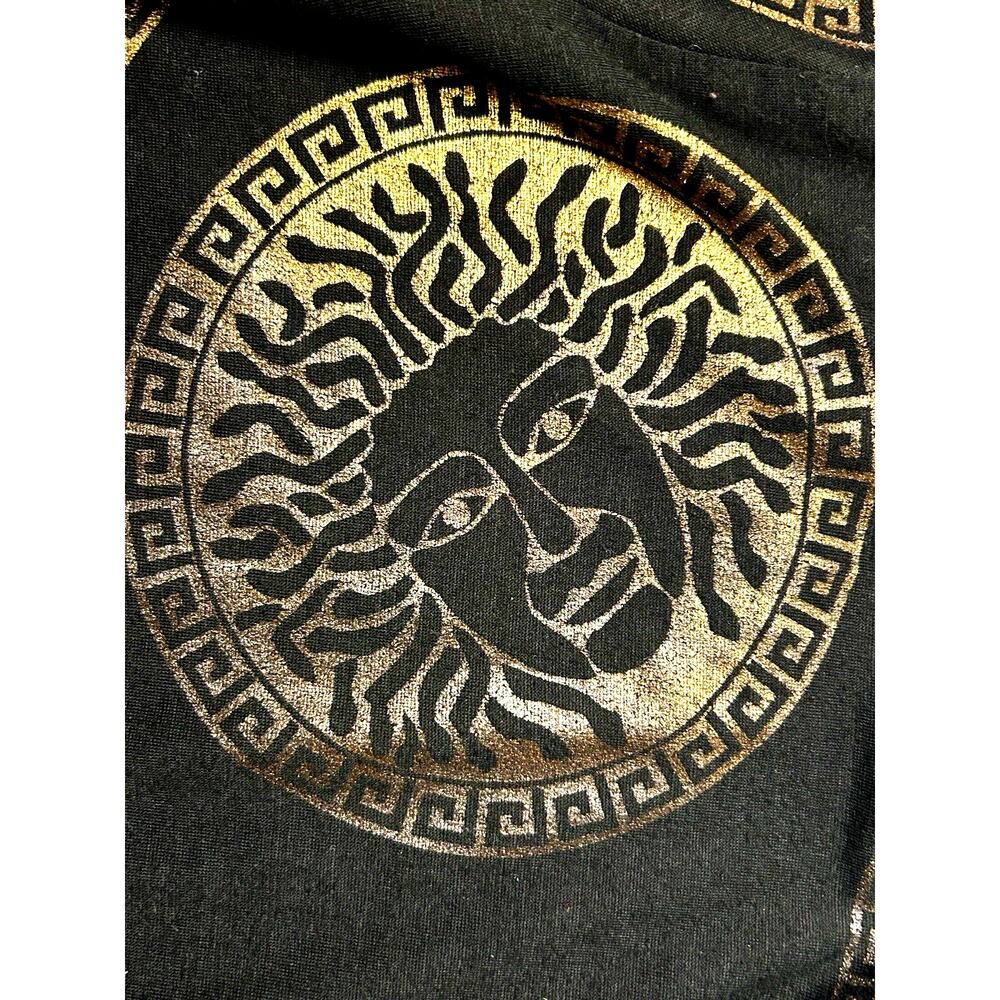 Medusa Graphic Tee Black Gold Streetwear Y2K Baroque Goth Luxe XL Concert EDM